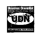UNIVERSAL DREAMNET MAKING DREAMS COME TRUE UDN THE ULTIMATE IN DIET & NUTRITION