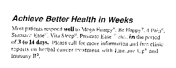 ACHIEVE BETTER HEALTH IN WEEKS