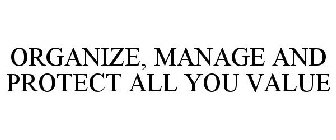 ORGANIZE, MANAGE AND PROTECT ALL YOU VALUE