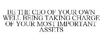 BE THE CEO OF YOUR OWN WELL BEING TAKING CHARGE OF YOUR MOST IMPORTANT ASSETS