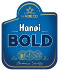 EST. 1890 HABECO HANOI BOLD BREWED FROM FINEST INGREDIENTS SINCE 1890 VOL 355ML ALC. 4.8% V/V PREMIUM QUALITYFINEST INGREDIENTS SINCE 1890 VOL 355ML ALC. 4.8% V/V PREMIUM QUALITY