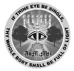 IF THINE EYE BE SINGLE, THY WHOLE BODY SHALL BE FULL OF LIGHT AOM, MST