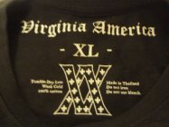 VA VIRGINIA AMERICA XL TUMBLE DRY LOW WASH COLD 100/% COTTON MADE IN THAILAND DO NOT IRON DO NOT USE BLEACH.