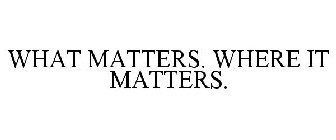 WHAT MATTERS. WHERE IT MATTERS.