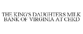 THE KING'S DAUGHTERS MILK BANK OF VIRGINIA AT CHKD