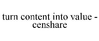TURN CONTENT INTO VALUE - CENSHARE