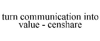 TURN COMMUNICATION INTO VALUE - CENSHARE