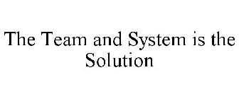 THE TEAM AND SYSTEM IS THE SOLUTION