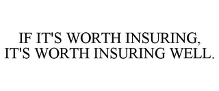 IF IT'S WORTH INSURING, IT'S WORTH INSURING WELL.