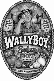 WALLYBOY TM SALSA HOT FLAVOR FRESH INGREDIENTS BIG FLAVOR MADE WITH A LITTLE COUNTRY ATTITUDE TEXAS FLAVOR COUNTRY GOODNESS