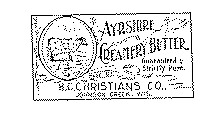 AYRSHIRE CREAMERY BUTTER H. C. CHRISTIANS CO., JOHNSTON CREEK, WIS.