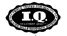 I.Q. (INGREDIENT QUALITY) TRIPLE TESTED FOR QUALITY, ALLIED MILLS RESEARCH DIVISION