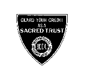 GUARD YOUR CREDIT AS A SACRED TRUST ICCAINTERNATIONAL CONSUMER CREDIT ASSN.