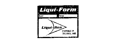 LIQUI-FORM LIQUI-BOX CORPORATION COLUMBUS, OHIO MODEL SERIAL