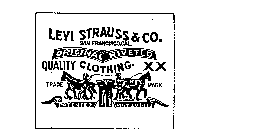 LEVI STRAUSS & CO. SAN FRANSISCO, CAL. ORIGINAL RIVETED QUALITY CLOTHING XX TRADEMARK PATENTED MAY 20, 1873