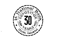 1ST NATIONAL BANK ODON, INDIANA DEPOSITOR 30 YEARS