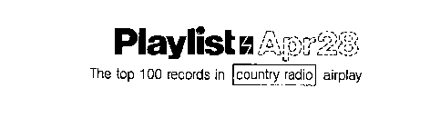 PLAYLIST-THE TOP 100 RECORDS IN COUNTRY RADIO AIRPLAY