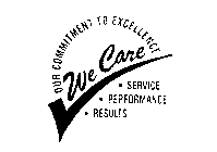 WE CARE OUR COMMITMENT TO EXCELLENCE SERVICE PERFORMANCE RESULTS