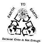 EARTH TO EARTH BECAUSE ONCE IS NOT ENOUGH
