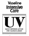 VASELINE INTENSIVE CARE UV DAILY DEFENSE LOTION FOR HANDS & BODY