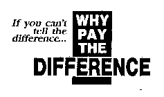 IF YOU CAN'T TELL THE DIFFERENCE... WHYPAY THE DIFFERENCE