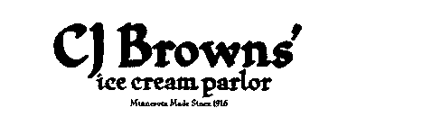 CJ BROWNS' ICE CREAM PARLOR MINNESOTA MADE SINCE 1916