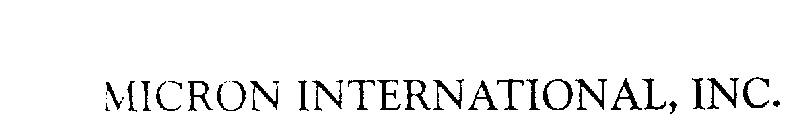 MICRON INTERNATIONAL, INC.