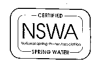 NSWA NATIONAL SPRING WATER ASSOCIATION CERTIFIED SPRING WATER