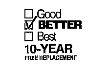 GOOD BETTER BEST 10-YEAR FREE REPLACEMENT
