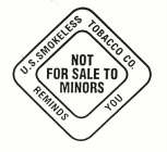U.S. TOBACCO CO. REMINDS YOU SMOKELESS TOBACCO NOT FOR SALE TO MINORS