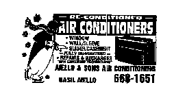 RE-CONDITIONED AIR CONDITIONERS AIELLO & SONS AIR CONDITIONING BASIL AIELLO WINDOW WALL/SLEEVE SLIDER/CASEMENT FULLY GUARANTEED REPAIRS & RECHARGES