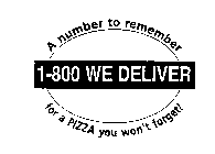 1-800 WE DELIVER: A NUMBER TO REMEMBER FOR A PIZZA YOU WON'T FORGET