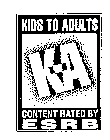 K-A KIDS TO ADULTS CONTENT RATED BY ESRB