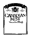 CANADIAN MIST CANADIAN WHISKY KNOWN THROUGHOUT CANADA FOR ITS EXCELLENCE TASTE PERFECTED IN CHARRED OAK BARRELS