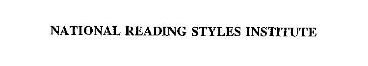 NATIONAL READING STYLES INSTITUTE