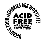 BECAUSE YOUR MEMORIES ARE WORTH IT! ACID FREE ARCHIVAL PROTECTION