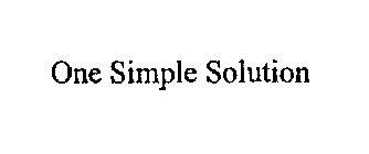 ONE SIMPLE SOLUTION