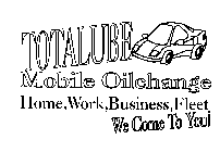 TOTALUBE MOBILE OILCHANGE HOME, WORK, BUSINESS, FLEET WE COME TO YOU!