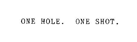 ONE HOLE. ONE SHOT.