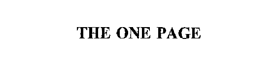 THE ONE PAGE
