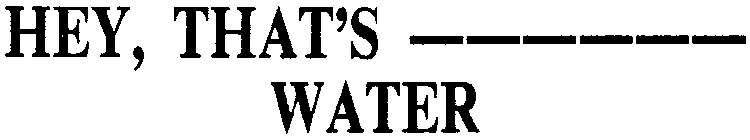 HEY, THAT'S ______ WATER