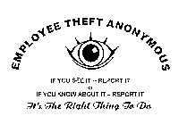 EMPLOYEE THEFT ANONYMOUS IF YOU SEE IT -REPORT IT OR IF YOU KNOW ABOUT IT - REPORT IT IT'S THE RIGHT THING TO DO WWW.ETHEFT.COM 1-800-45THEFT