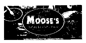 MOOSE'S HICKORY BAR-B-QUE SAUCE THE UNIVERSAL SAUCE - WITH A HEAVENLY TASTE FINEST INGREDIENTS QUALITY SINCE 1975 EXCELLENT MARINADE FOR BEEF, PORK, CHICKEN & VEGETABLES.