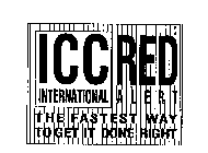 ICC INTERNATIONAL RED ALERT THE FASTEST WAY TO GET IT DONE RIGHT