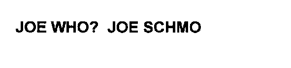 JOE WHO? JOE SCHMO