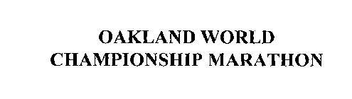 OAKLAND WORLD CHAMPIONSHIP MARATHON