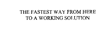 THE FASTEST WAY FROM HERE TO A WORKING SOLUTION