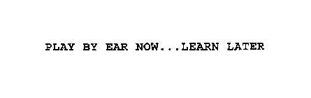 PLAY BY EAR NOW...LEARN LATER
