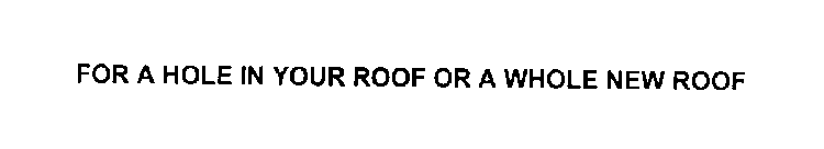 FOR A HOLE IN YOUR ROOF OR A WHOLE NEW ROOF
