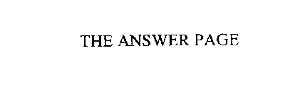 THE ANSWER PAGE